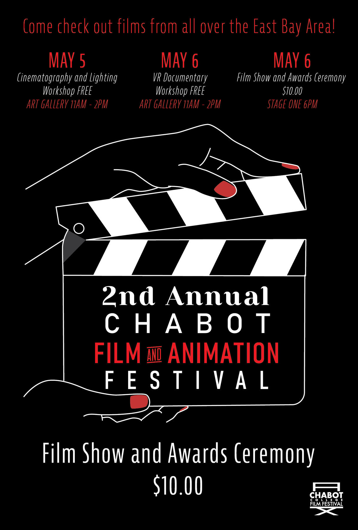 Chabot College Film & Animation Festival Official Event Poster Poster Design Adobe Illustrator Logo by Ashley Seto March 2022