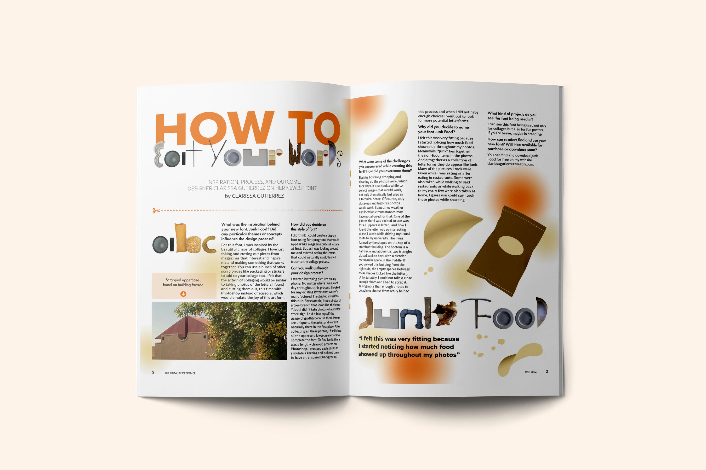 How to Eat Your Words Untraditional Letterforms Editorial Layout Design Adobe InDesign &amp; Illustrator December 2024